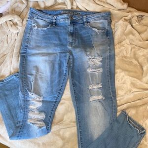 American Eagle distressed super stretch x jeans